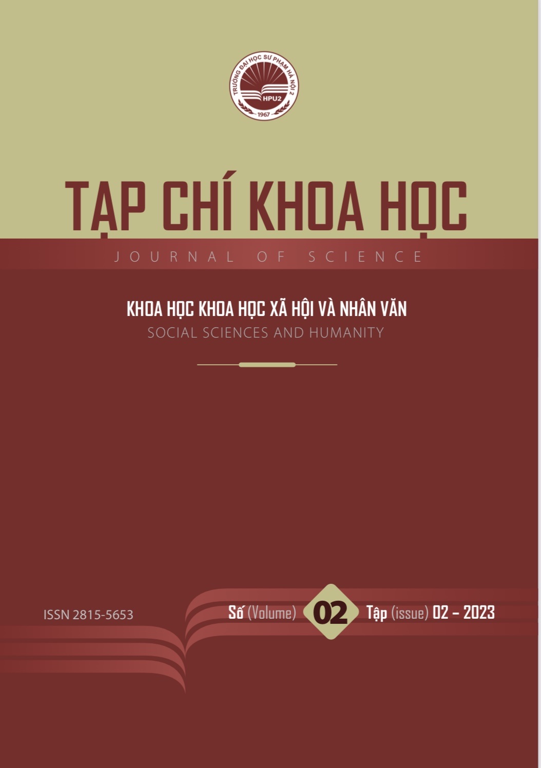 					Xem T. 2 S. 02 (2023): Tạp chí Khoa học Trường ĐHSP Hà Nội 2: Chuyên san KHXH&NV
				