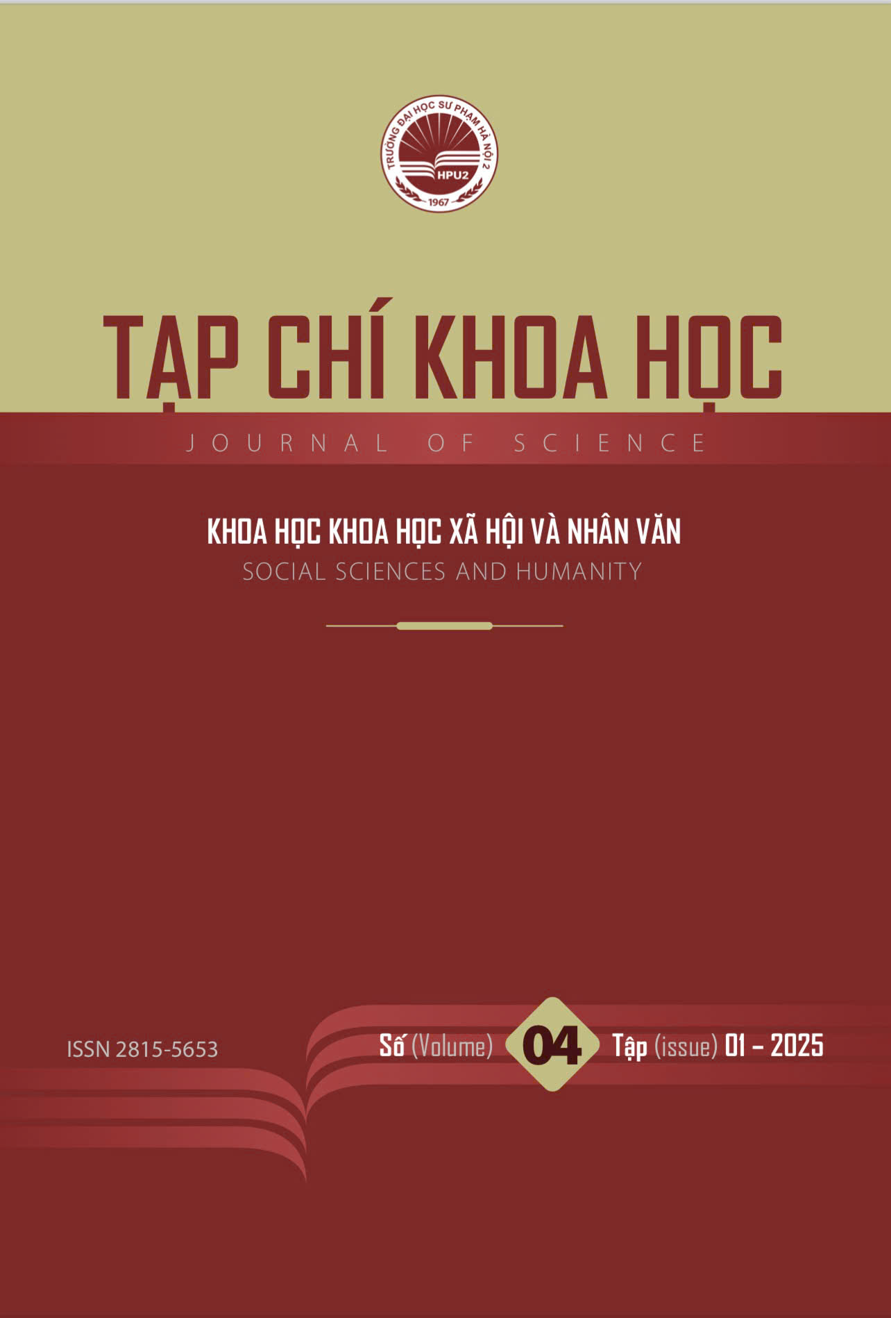 					Xem T. 1 S. 04 (2025): Tạp chí Khoa học Trường ĐHSP Hà Nội 2: Chuyên san KHXH&NV
				